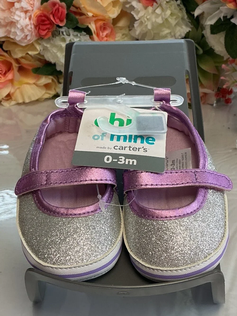 4/$30 Bundle 🌈 Child of Mine Silver Glitter Purple Baby Mary Jane Shoes 0–3M